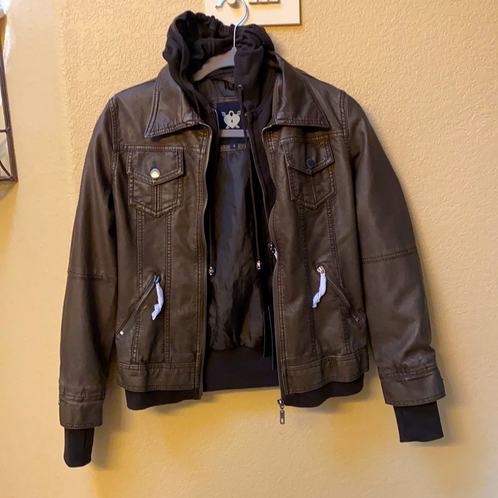 NWT Lock & Love Jacket Brown with removable hood